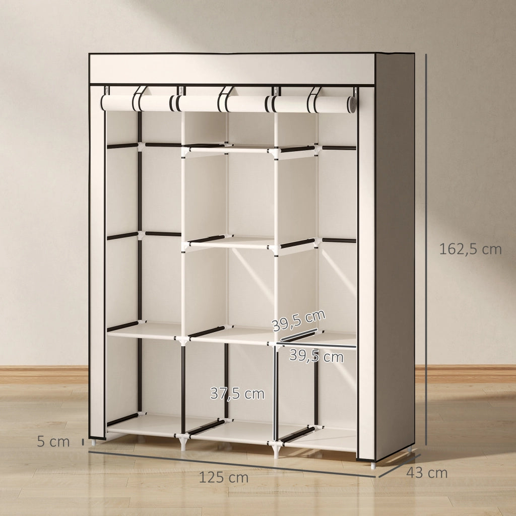 Armadio guardaroba con 8 ripiani e 2 appendiabiti ¨C Xylo ¨C tessuto non tessuto crema