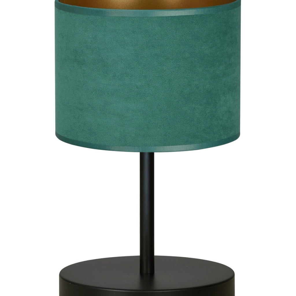 Lampada da tavolo Hilde in acciaio nero opaco e tessuto verde
