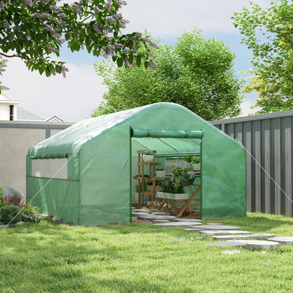 Serra Tunnel 4x3x2 m ¨C zephmum ¨C Verde con 2 Finestre e 1 Porta a Cerniera