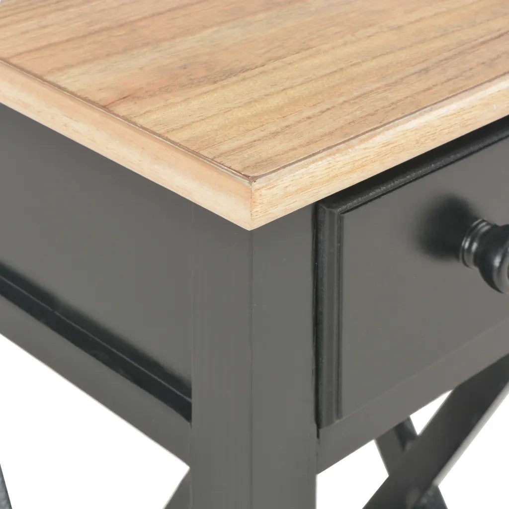 Tavolino Laterale Nero 27x27x65,5 cm in Legno 280059