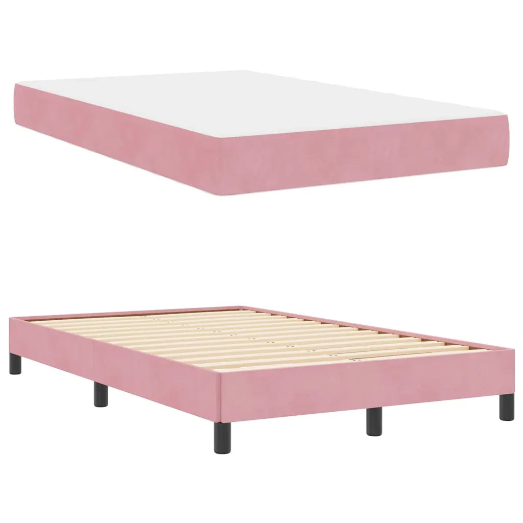 vidaXL Letto box spring con materasso Rosa 120 x 190 cm Velluto