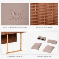 Sdraio da Spiaggia Reclinabile a 2 Posti con Tettuccio Parasole, Color Tortora