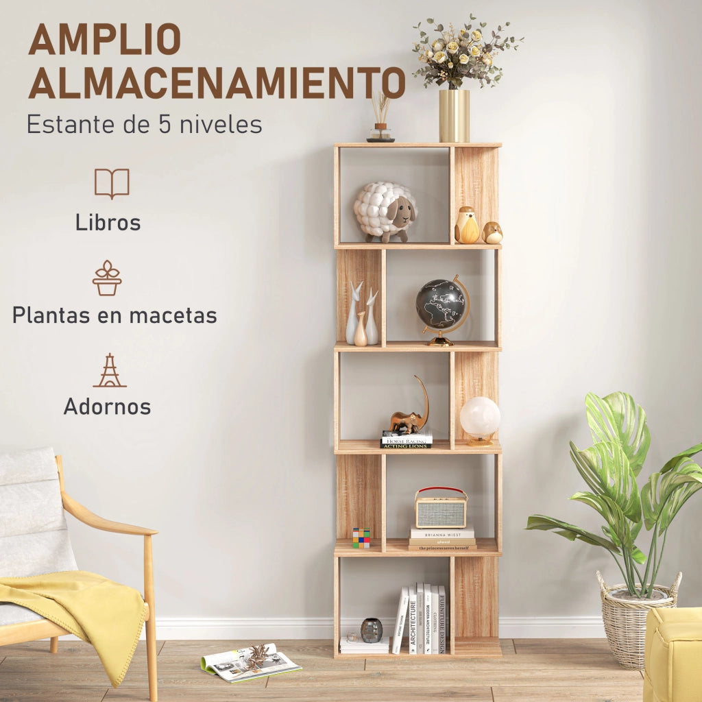Libreria 5 Livelli ¨C zephmum ¨C Legno Naturale 24x60x184,5 cm