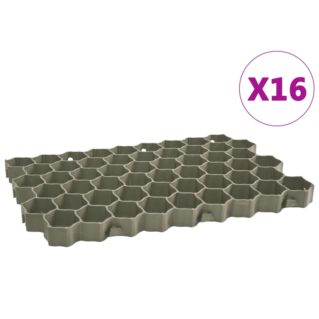 Griglie per l'Erba 16 pz Verdi 60x40x3 cm in Plastica 146280