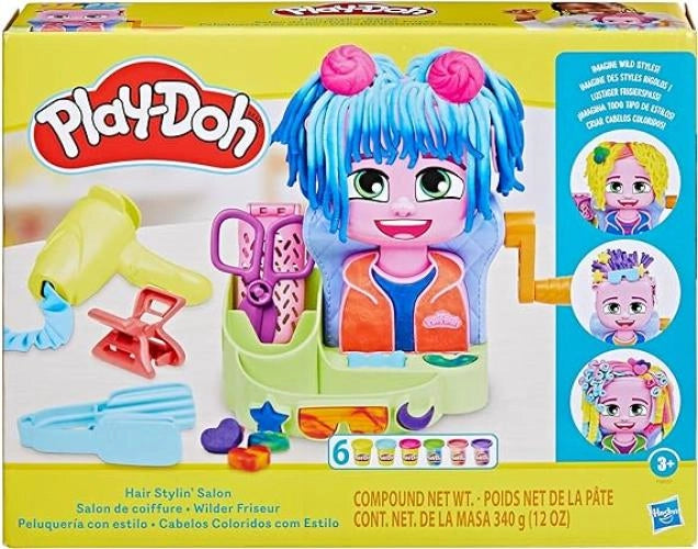 Play-Doh, Playset Salone delle Acconciature con 6 Vasetti, Giocattoli di Fantasia con Barattoli Colorati, Giochi per Bam