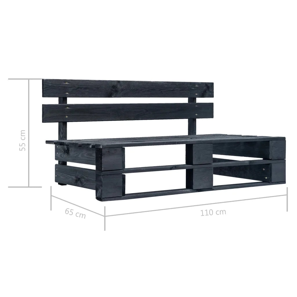 Set Divani in Pallet con Cuscini 6 pz in Pino Impregnato Nero 3066945