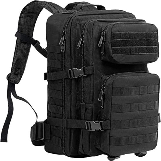Zaino Tattico Militare, 40L Grande Capacità 3 Giorni Borsa da Assalto Borsa di Fuga per Caccia, Escursionismo, Campeggio e Attività All'Aperto - Nero