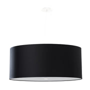 Lampada a sospensione in acciaio e vetro della serie 2BM Otto, tessuto nero, 6xE27, 70x120cm