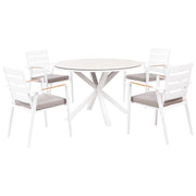 Set da pranzo da giardino a 4 posti con tavolo in alluminio e piano grigio con sedie con cuscini giardino terrazzo elegante