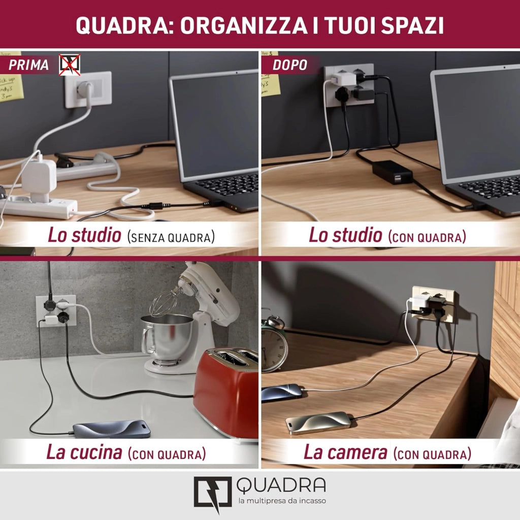 MULTIPRESA BIPASSO + SCHUKO INCASSO ELECTRALINE  NERO POSTI 4 2P+T 16A