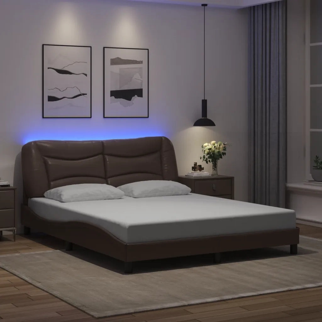 Giroletto con LED senza Materasso-Struttura Letto Hvar Marrone 160x200 cm