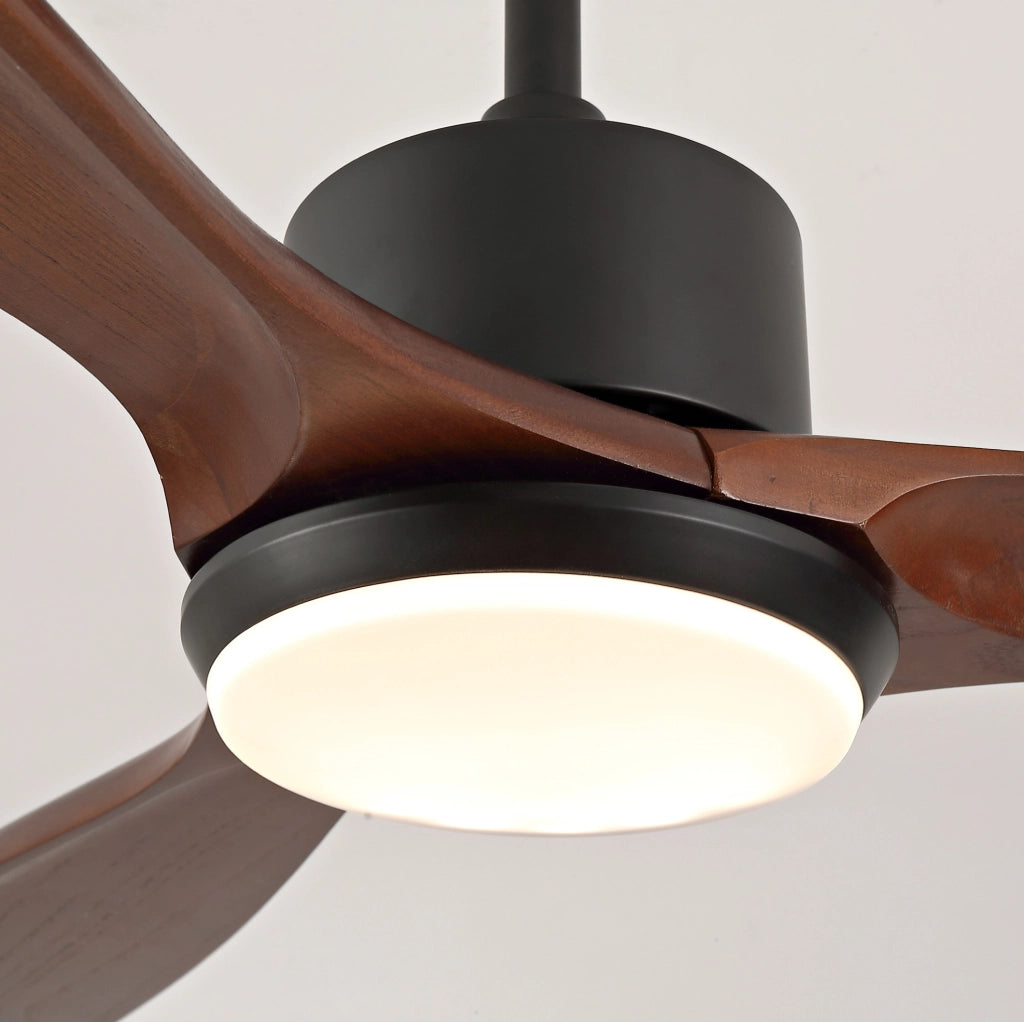 Ventilatore da soffitto 70" a 3 pale in legno massello con LED e telecomando