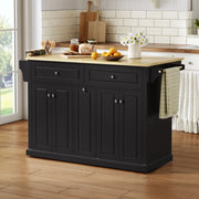 Isola cucina mobile MDF con piano ribaltabile, naturale e nero
