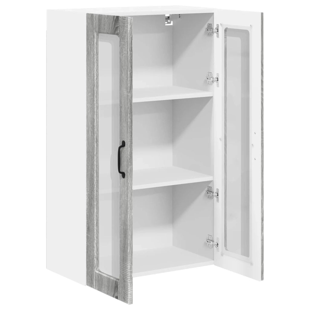Pensile da cucina | Mobile in vetro da parete PORTO Grigio Sonoma 60 x 31 x 100 cm