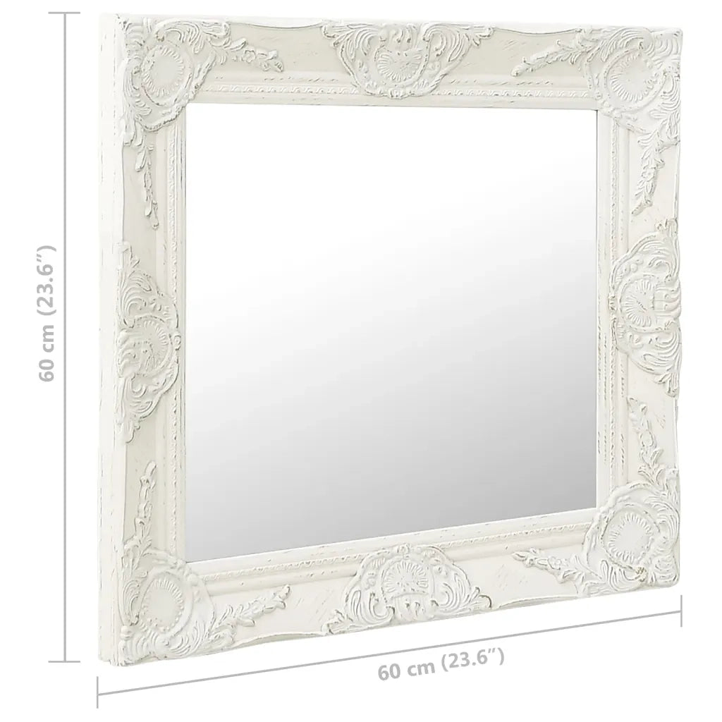 Specchio da Parete Stile Barocco-Specchio a Muro-Specchio Decorativo 60x60 cm Bianco