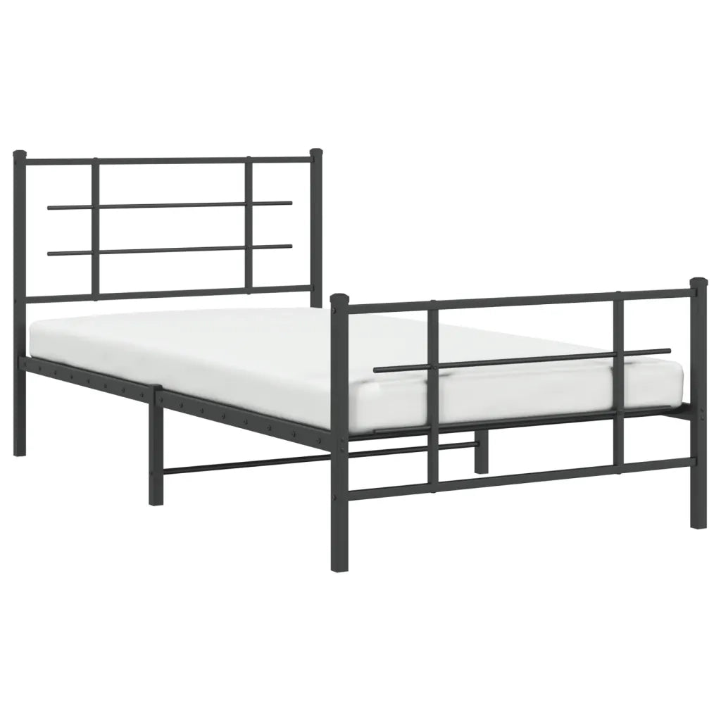 Giroletto con Testiera e Pediera Metallo Nero 100x200 cm 355574