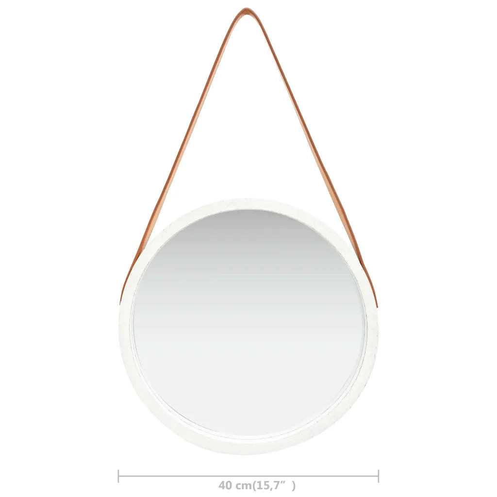 Specchio da Parete con Cinghia 40 cm Bianco