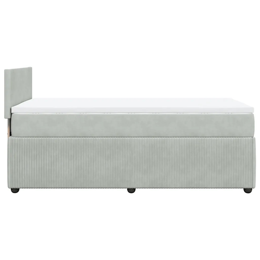 Giroletto a Molle con Materasso Grigio Chiaro 90x200 cm Velluto