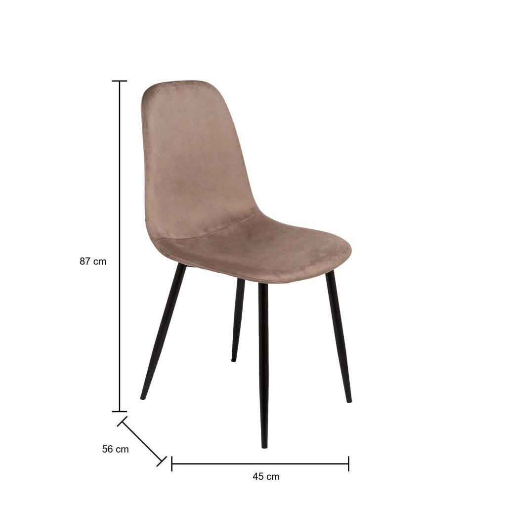 Set di 6 sedie Arter, Poltrona rivestita in velluto, Sedia da pranzo imbottita, Seduta per riunioni, 45x56h87 cm, Tortora
