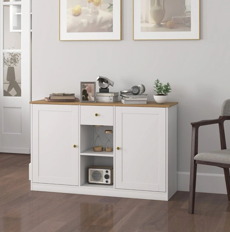 credenza 120 x 35 x 75,2 cm bianca - con 1 cassetto, 2 ante e 2 vani