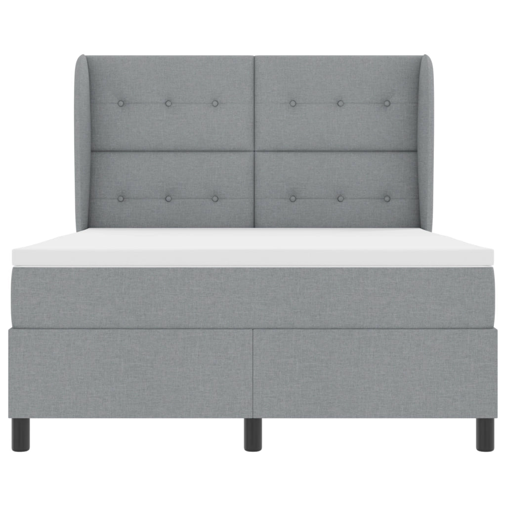 Letto Box Spring con Materasso Grigio chiaro 140x190 cm Tessuto