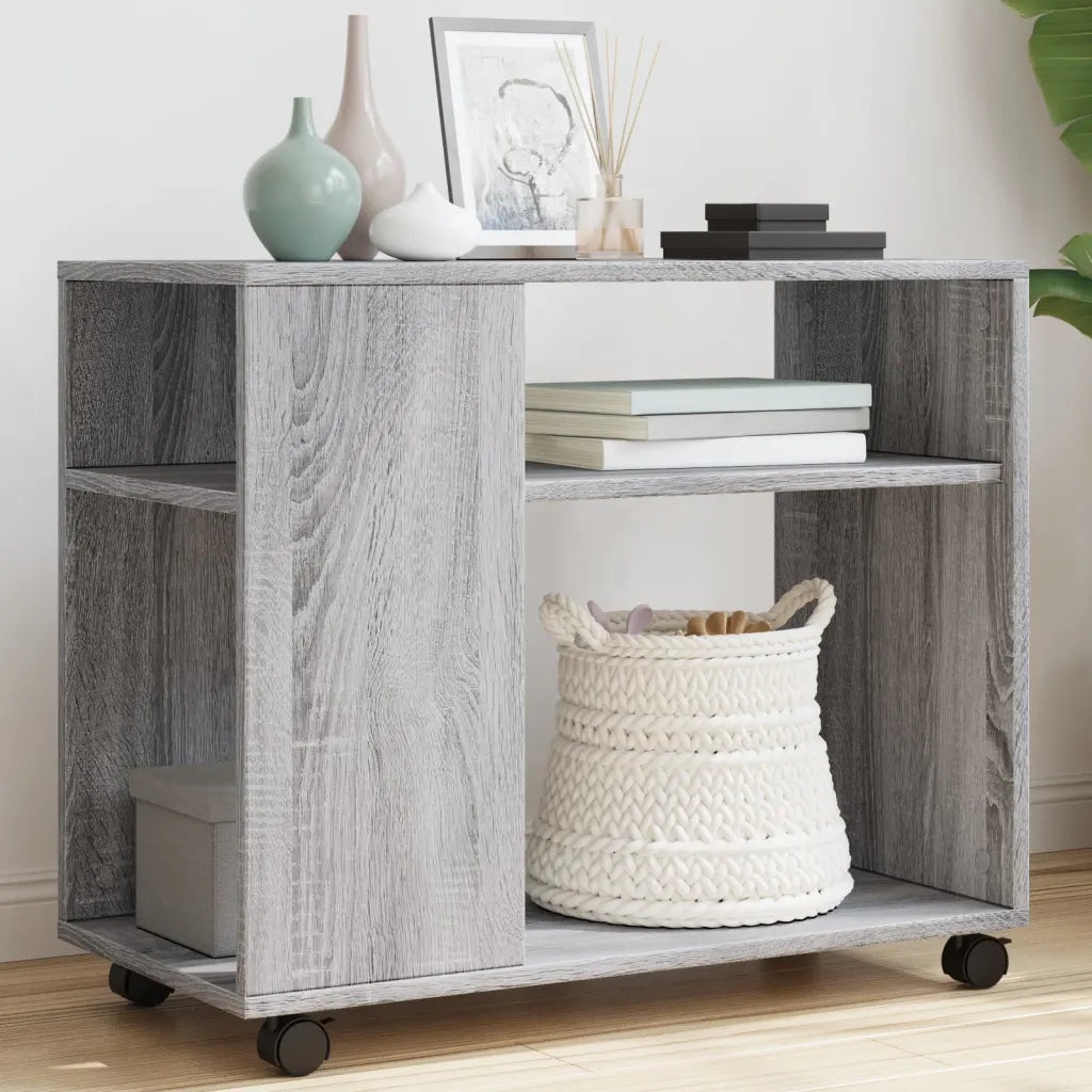 Tavolino con Ruote Grigio Sonoma 70x35x60 cm in Truciolato 853151