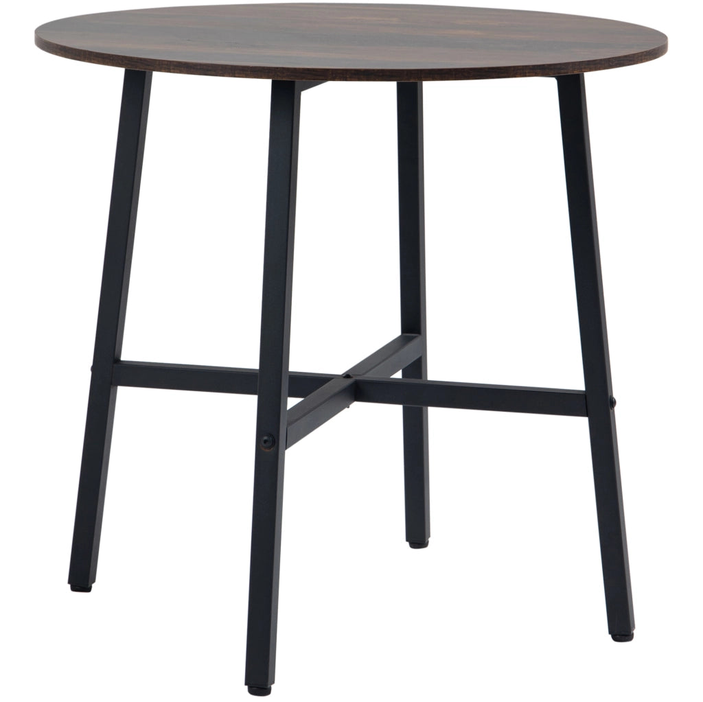 Tavolo da pranzo rotondo ?80 cm in legno multistrato e metallo; marrone