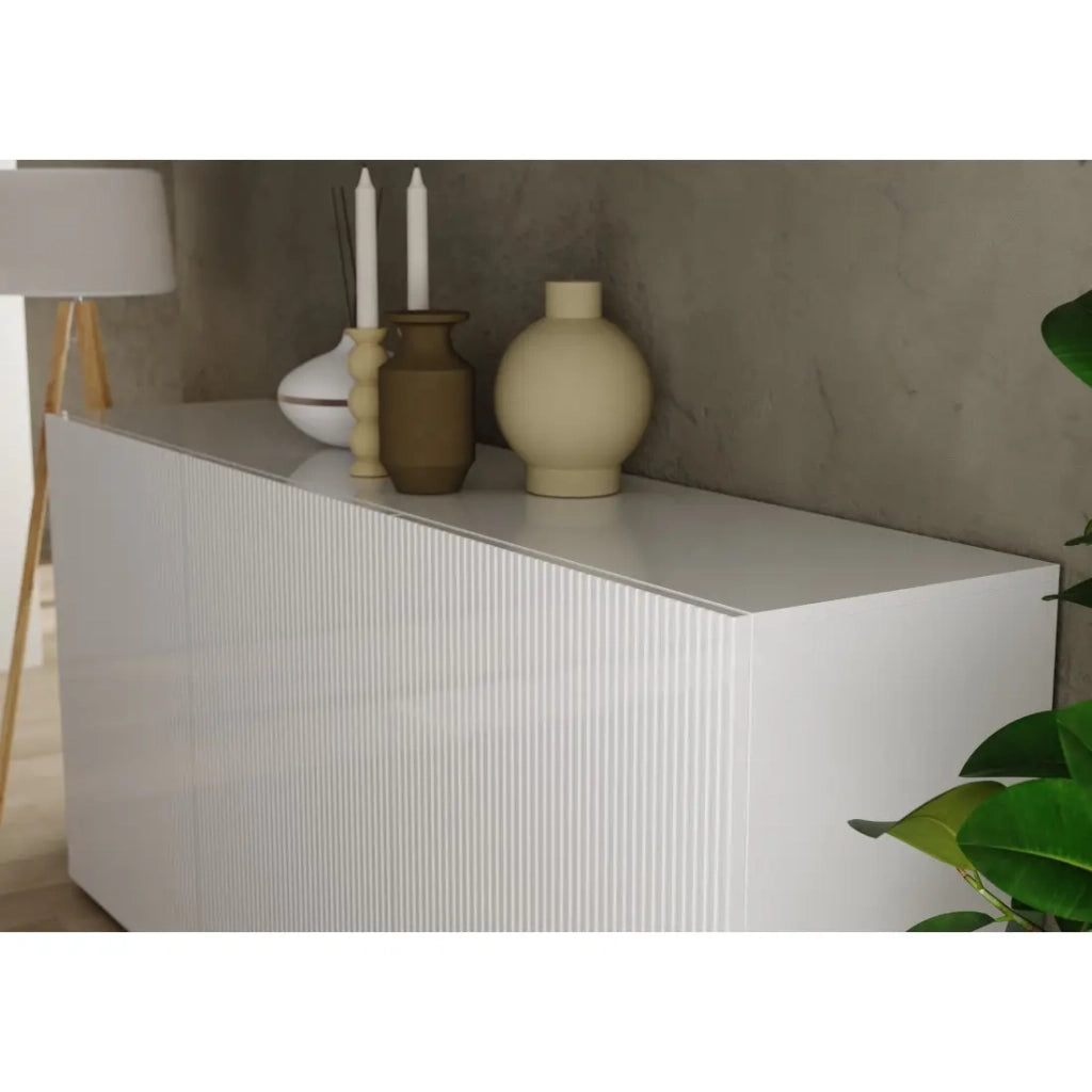 Buffet SCENA – L181 x H84 x P42 cm – 3 porte – Bianco lucido