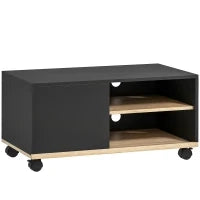 Mobile Porta TV fino 42"con Ruote e Freni, Armadietto e Ripiano Regolabile, 80x45x41 cm, Nero