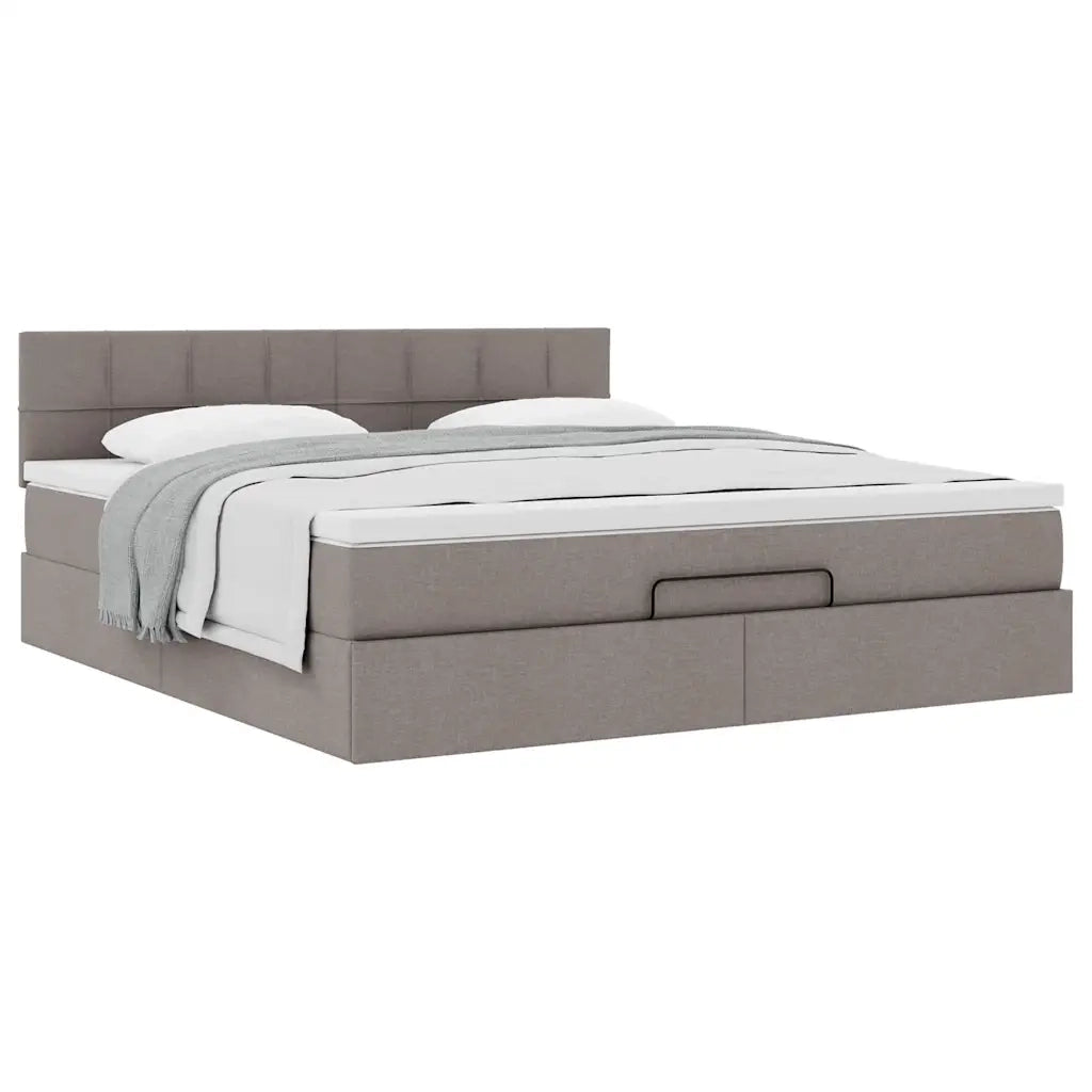 Struttura Letto Pouf con Materasso Tortora 180x200cm in Tessuto 3311481