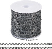 Catena a cerniera ovale in acciaio verniciato a specchio - 10 metri - Gunmetal - Ideale per creare un bracciale DIY - Adatto per uomini e donne