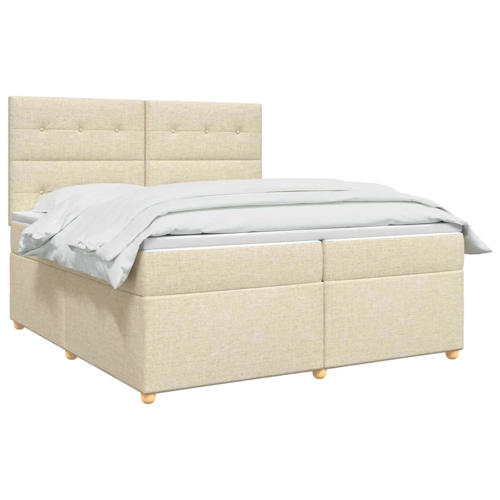 Letto box spring con materasso Crema 200 x 200 cm Tessuto 3455432