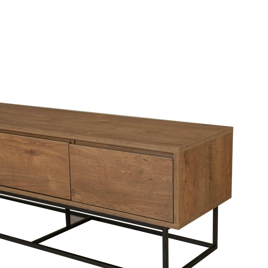 Mobile porta TV Iginia, Credenza da soggiorno, Armadio basso per TV, Base parete attrezzata, 140x40h50 cm, Noce e Nero