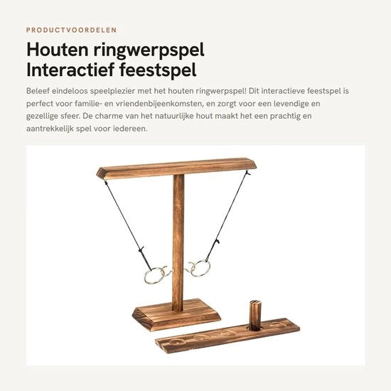Gioco di Ring Tavolo - Tavolo di Gioco con Tavola di Sostegno in Legno - Gioco di Festa - Gioco Interattivo - Divertimento Familiare - Materiale Naturale in Legno - Gioco di Tavolo con Anello di Sostegno