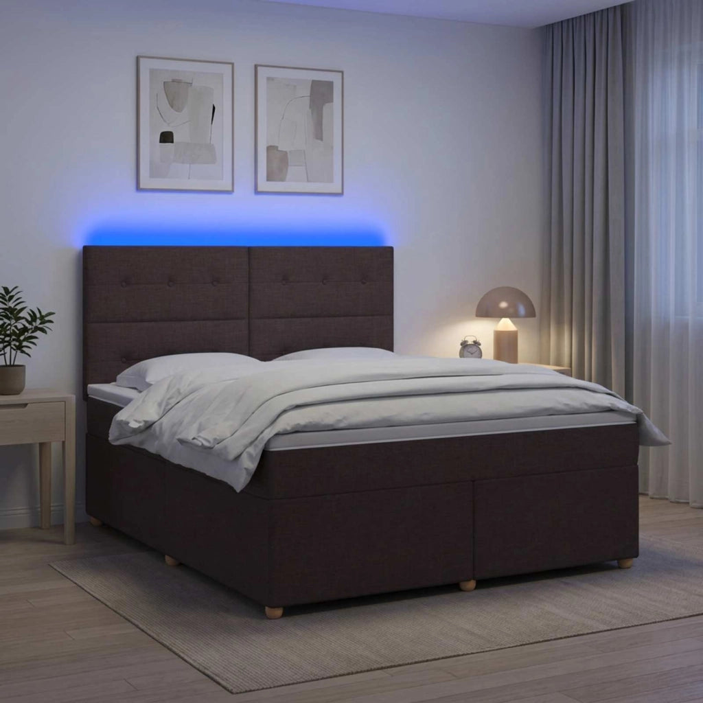 Letto box spring con materasso Marrone Scuro 140 x 200 cm 3455367