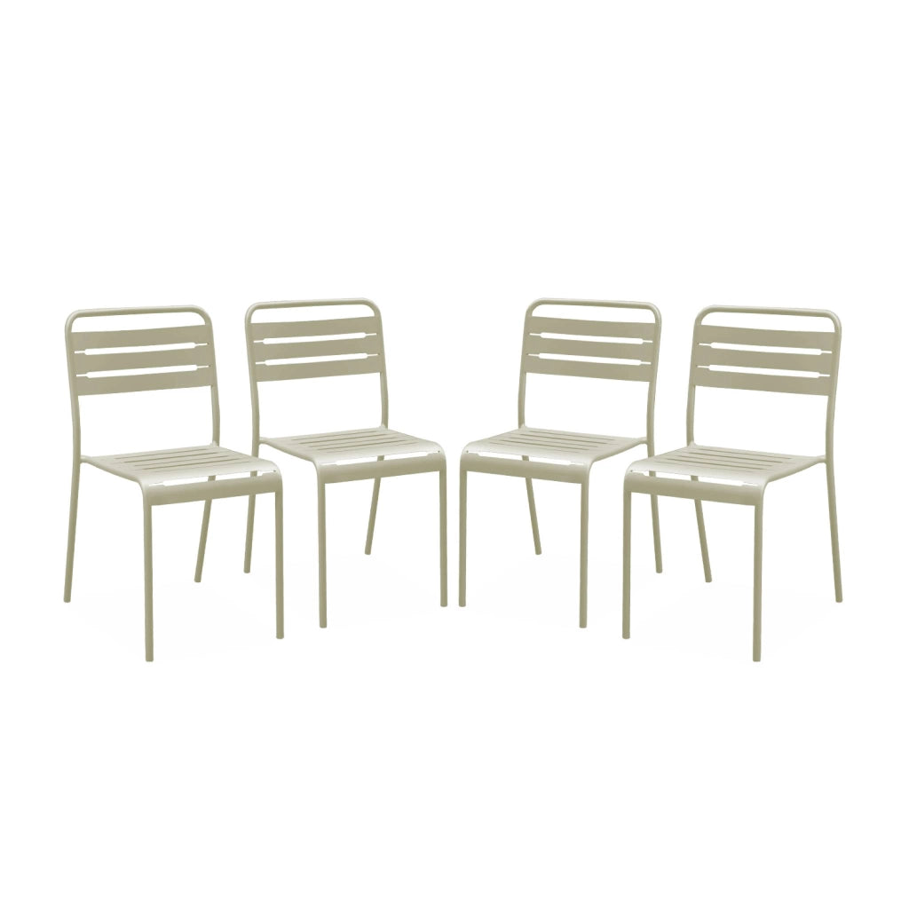 set 4 sedie da giardino bistrot in acciaio, beige