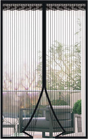 Deurgordino Magnetico - 120x210 cm - Anti-zanzare - con Fermo Magnetico - Senza Foratura Necessaria - Adatto per Porta Finestra, Porta Sottoterra, Porta Terrazza - Deurgordino Magnetico Leggero per l'Estate - Cintura con Borde Ronzio Stile - Nero