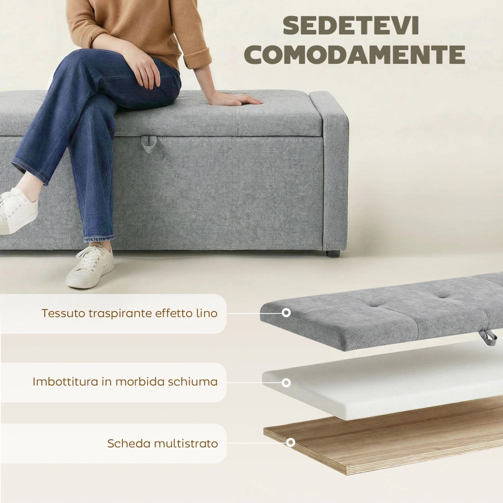 Cassettiera Contenitore con Seduta ¨C Zephmum ¨C Grigio Chiaro, Lino