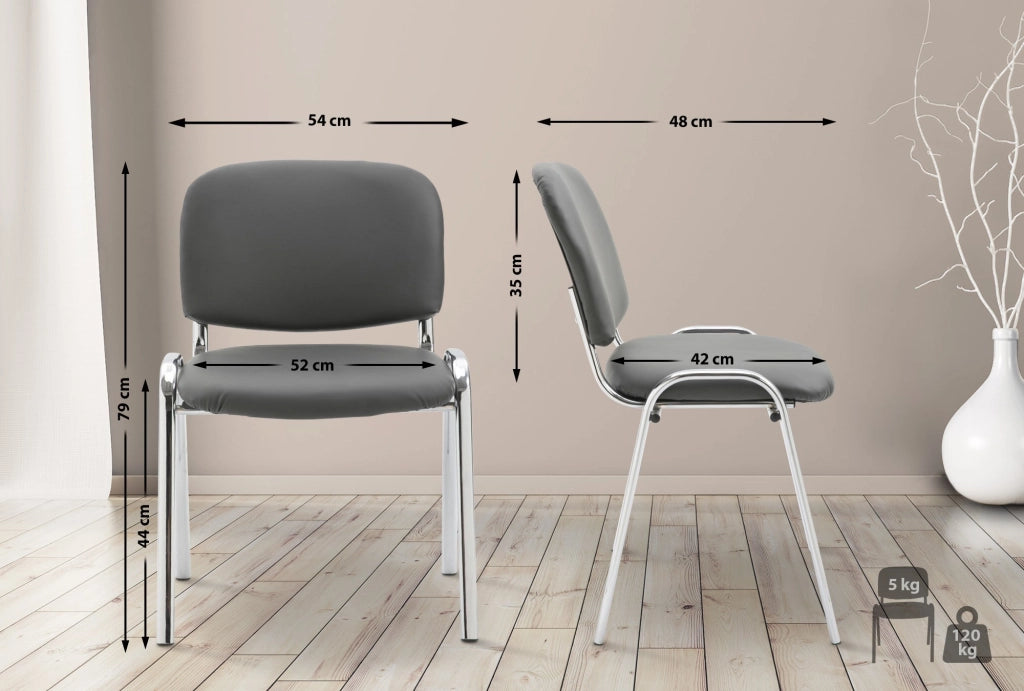 Sedia ospite impilabile KEN in similpelle grigio
