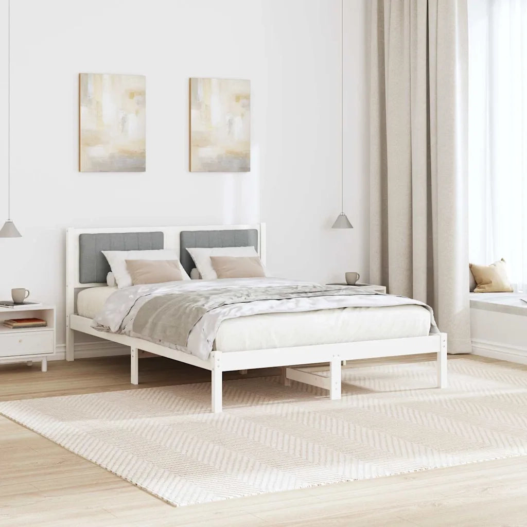 Letto con Testiera Rivestita Grigio chiaro 135 x 190 cm 878273