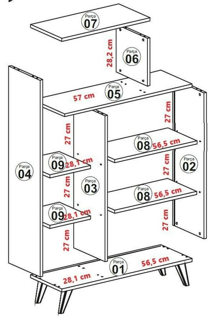 Credenza Tormalina, Buffet da soggiorno, Madia da salotto, Dispensa da cucina, 90x32h132 cm, Noce e Bianco
