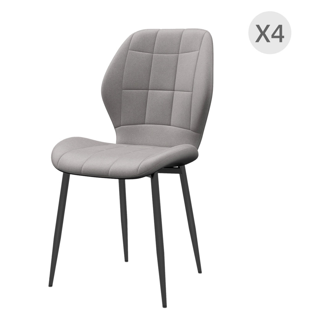 Set 4 Sedie da Pranzo Moderne ¨C Zephmum ¨C Grigio con Rivestimento in Tessuto