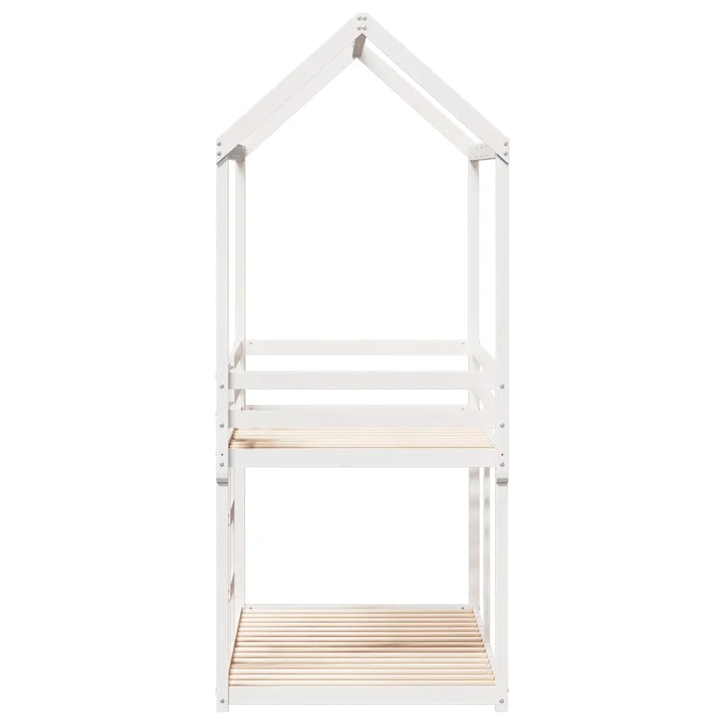 Letto a Castello con Tetto Bianco 90x200 cm in Legno di Pino 3282117