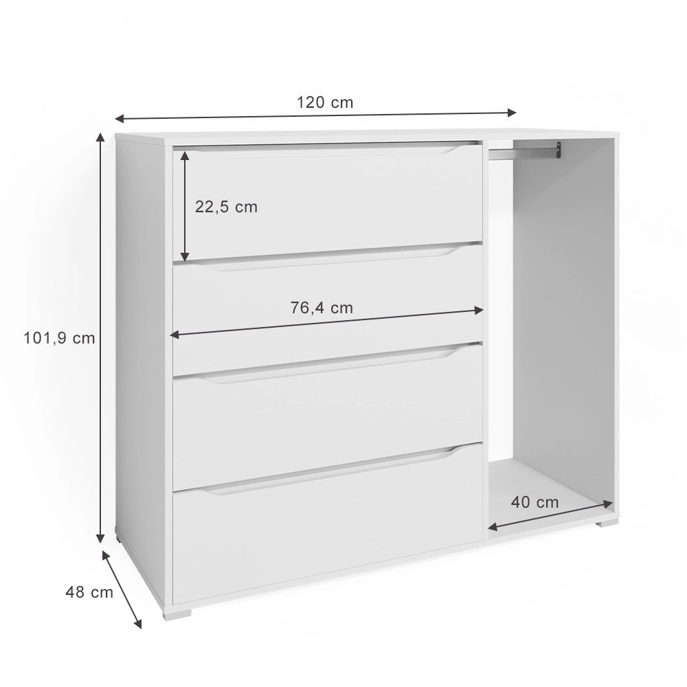 Vicco Cassettiera per camera da letto Bianco 48 x 101.9 cm