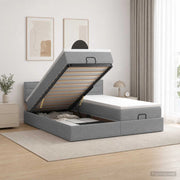 Letto Ottomano con Materasso e LED Grigio Chiaro 160 x 200 cm 3457245