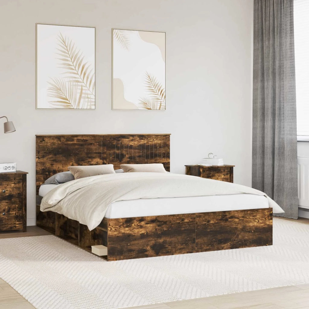 Struttura del letto Rovere fumé 160 x 200 cm Pino massello 3410987