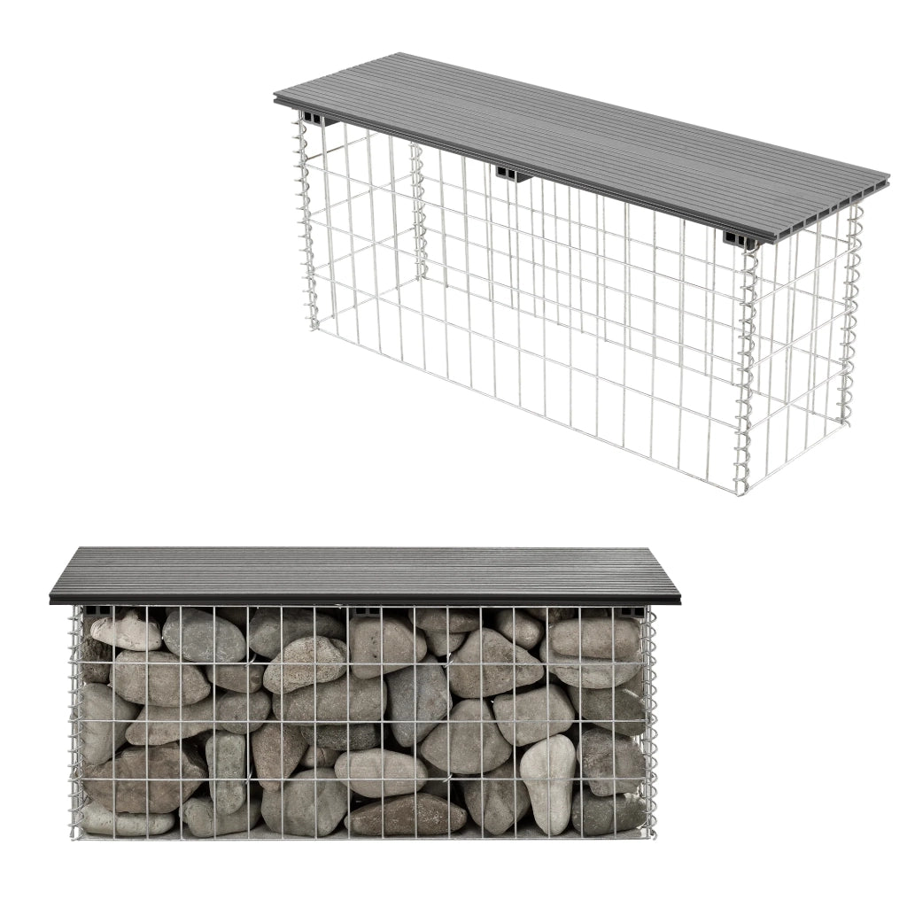 Panchina da giardino in gabbione 100 x 30 x 5 cm grigio 03_0006440