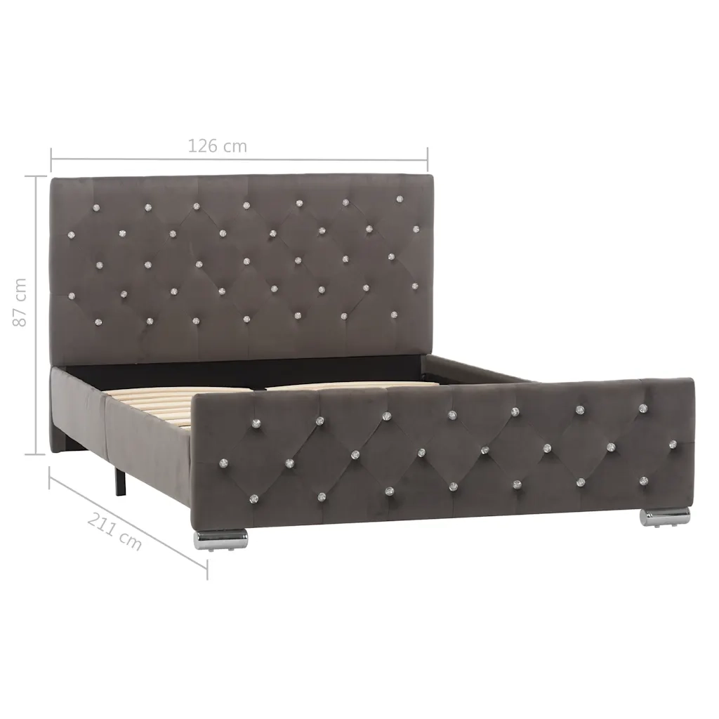 Letto matrimoniale | Letto per adulti | Giroletto Grigio in Tessuto 120x200 cm