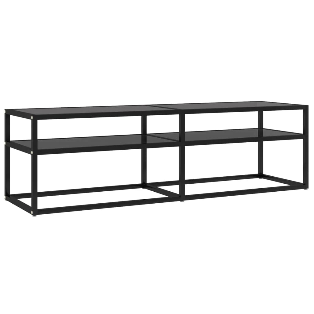 Mobile TV multimediale mensola TV credenza mobile TV sala da pranzo soggiorno camera da letto 140 x 40 x 40,5 cm vetro temperato nero 02_0025937