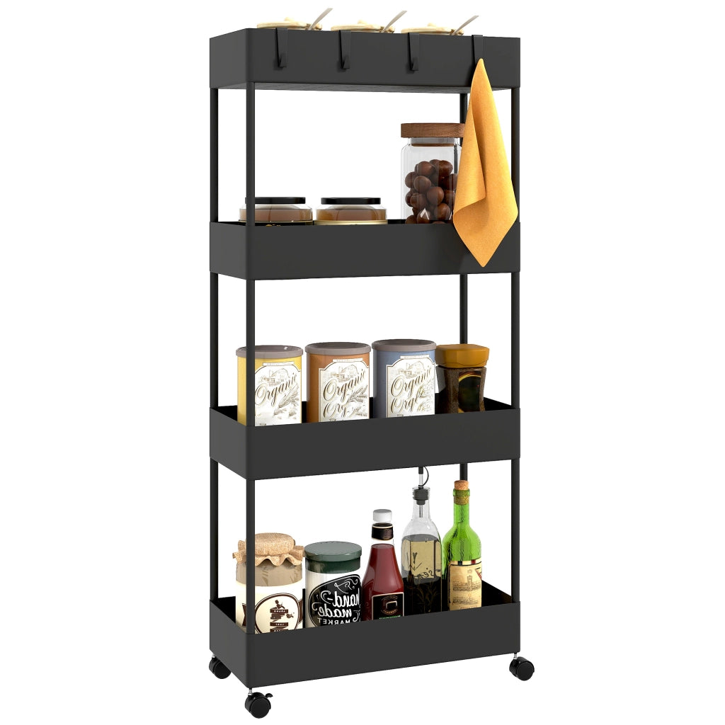 Carrello da cucina 4 livelli ¨C zephmum ¨C 40x19x90 cm nero
